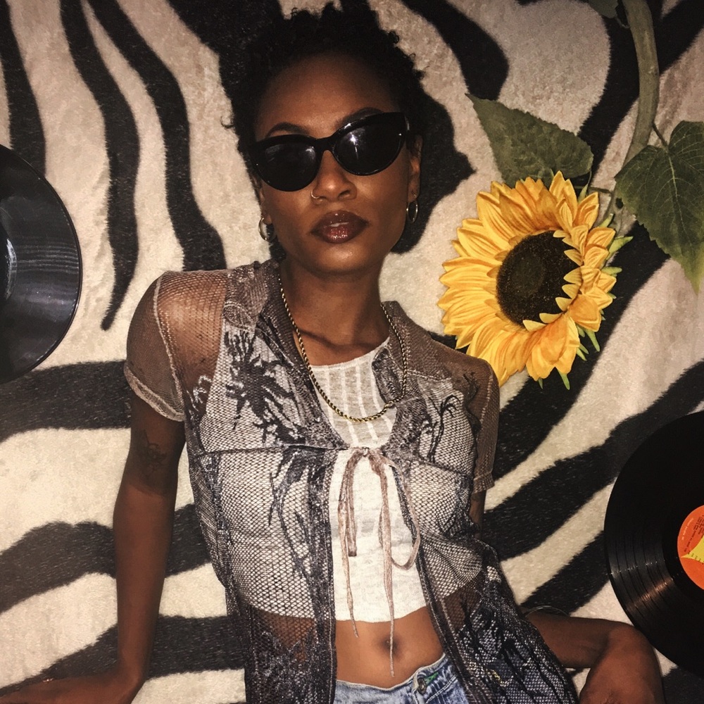 Vintage 90s Mesh Holographic Embroidered Cami